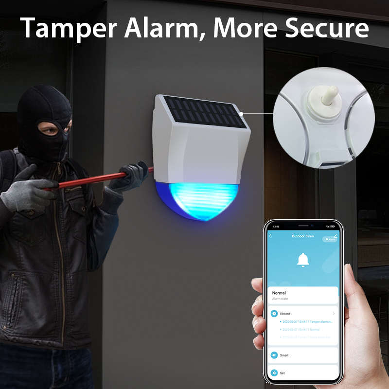 Sirena solare Wi-Fi per esterno senza fili con pannello fotovoltaico - ACW-06W