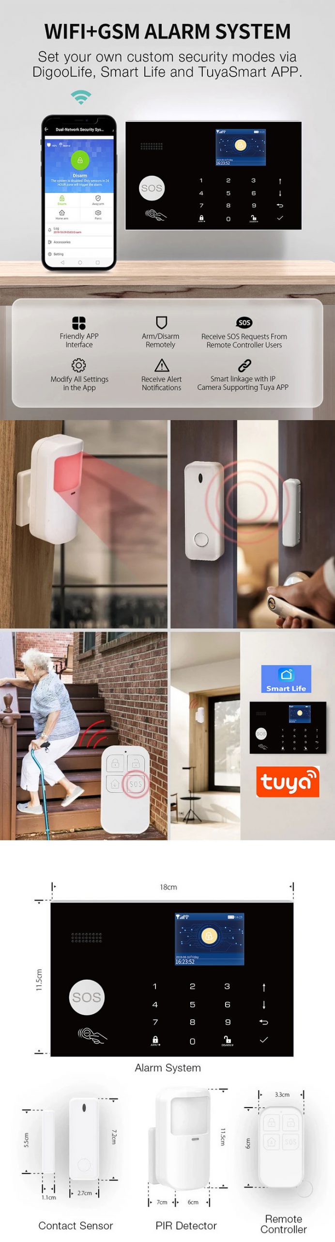 Antifurto senza fili casa wireless sistema di allarme sicurezza - ACW-CF18