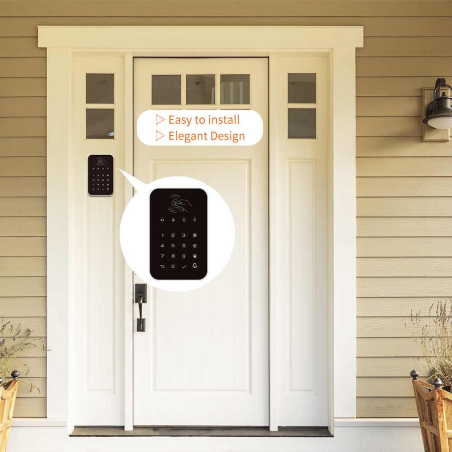 Tastiera Allarme Wireless Installata Esempio di installazione a parete della tastiera wireless RFID vicino al portone d'ingresso